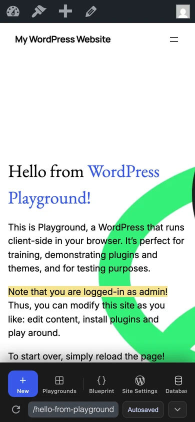The Dock on a mobile viewport