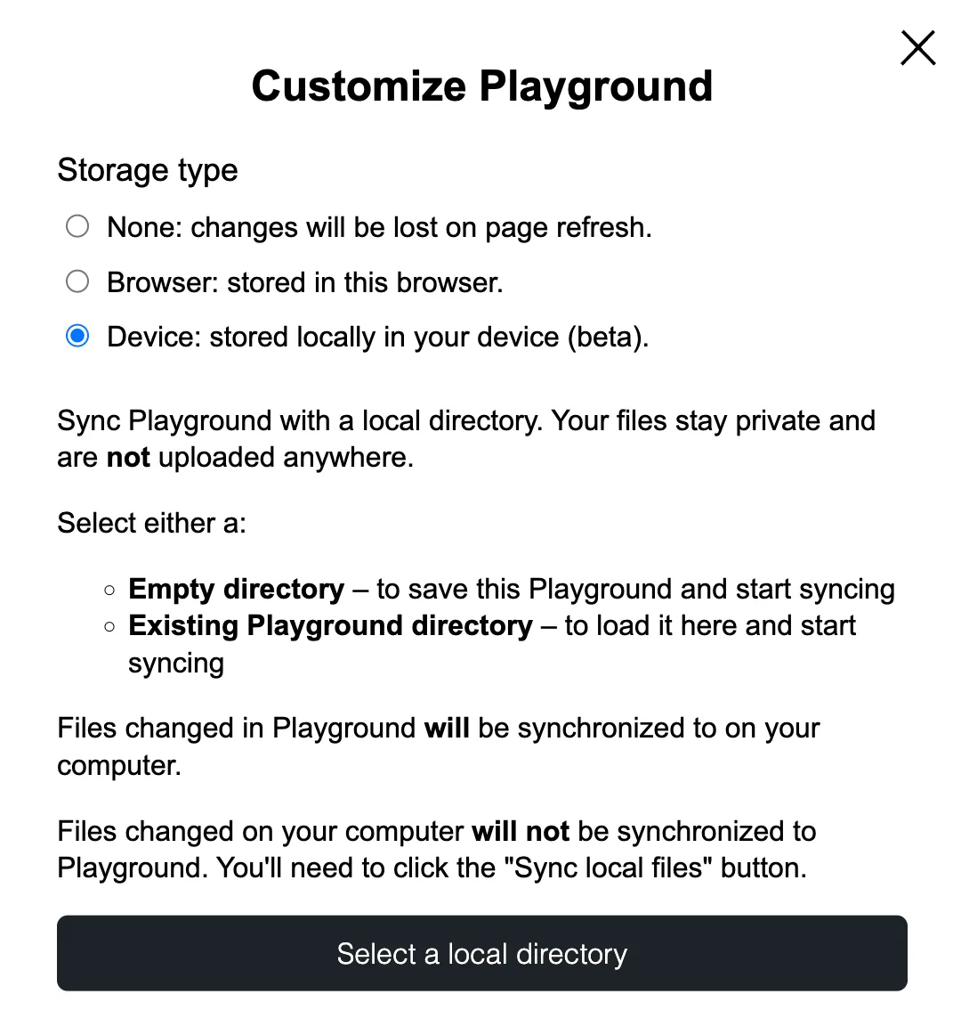 Storage Type Device Snapshot