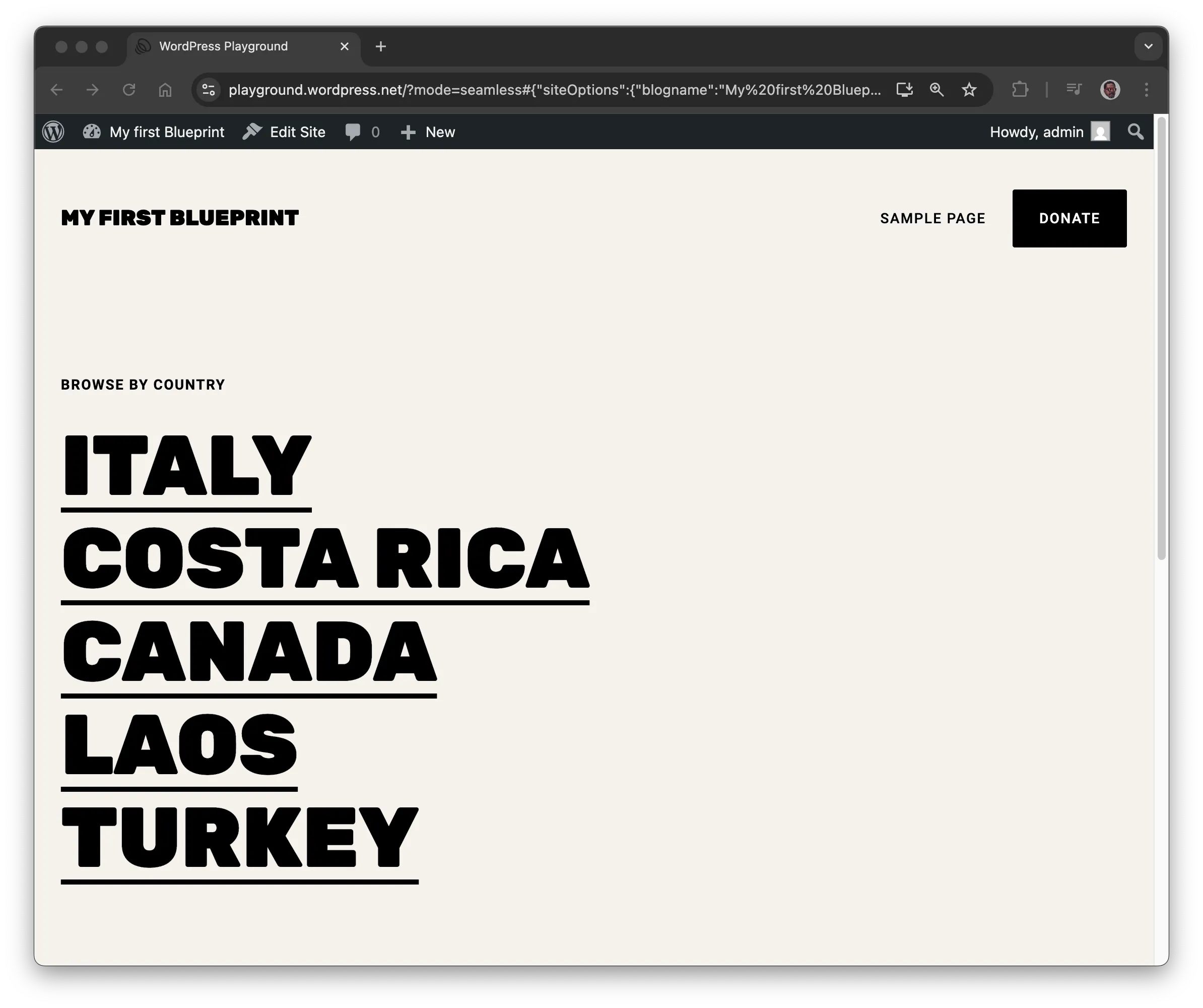 Site with the adventurer theme