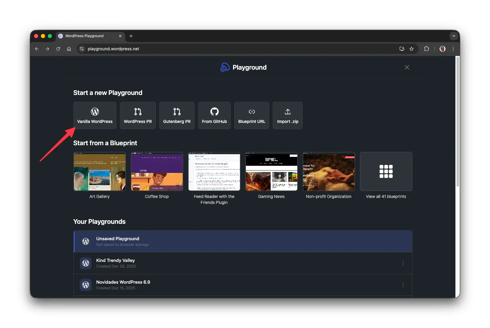 Launching Vanilla WordPress