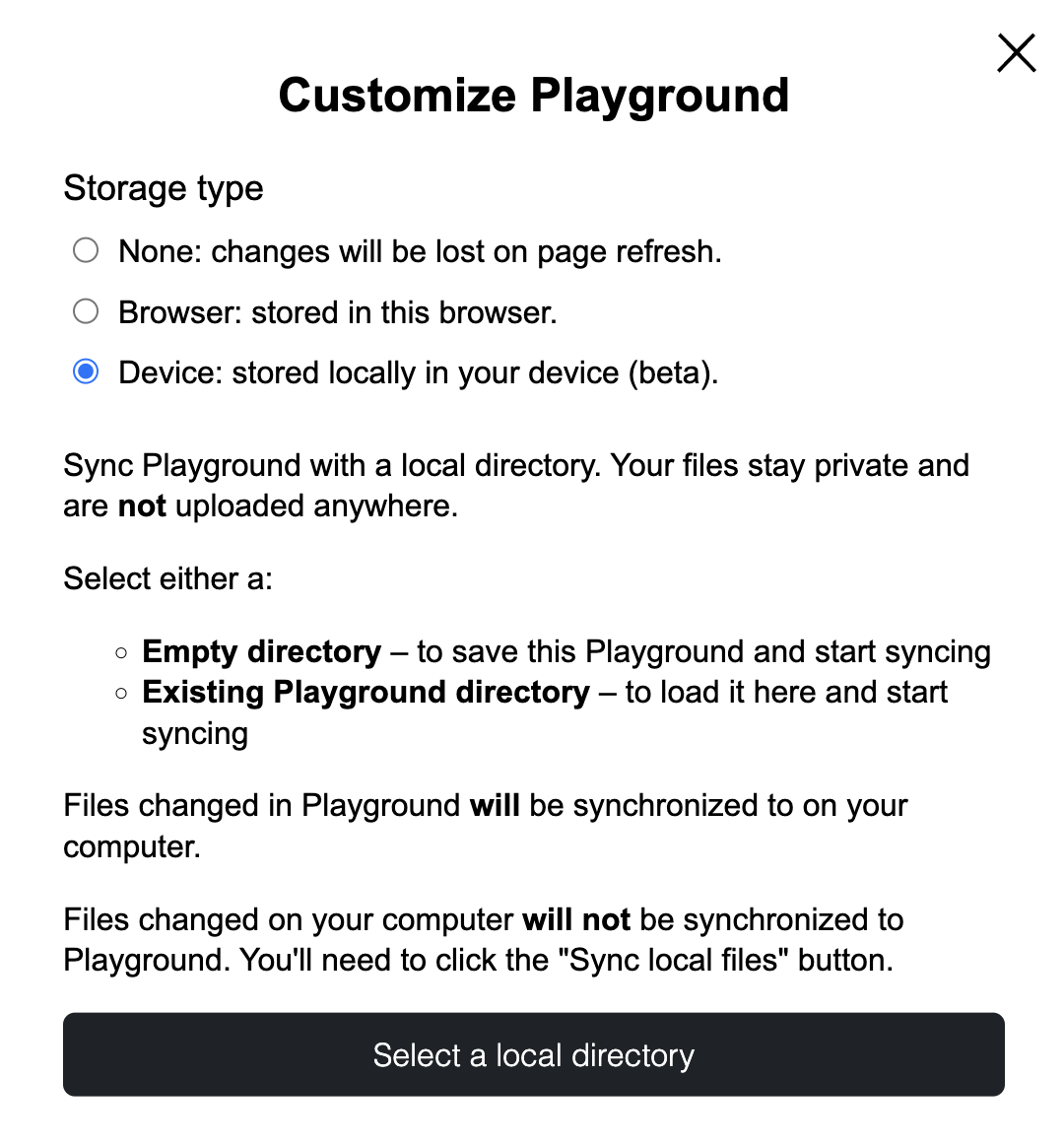 Storage Type Device Snapshot